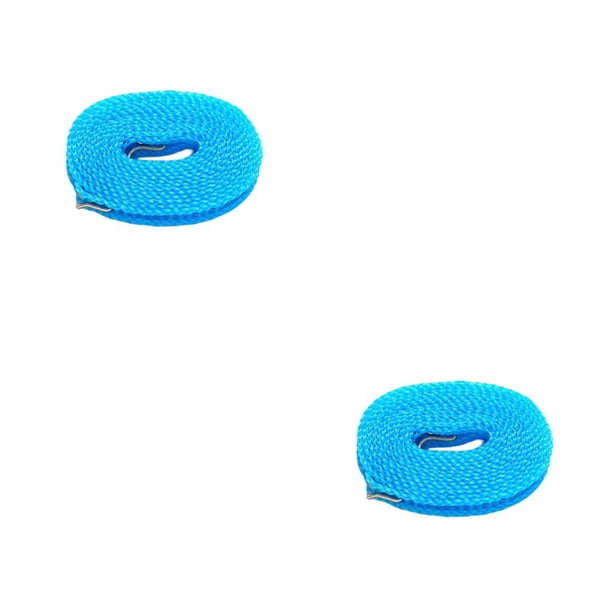 Injueey Antideslizante a prueba de viento Tendedero Extensible Secado Cuerda Valla Casa Balcón Accesorios al aire libre Azul Azul 2piezas
