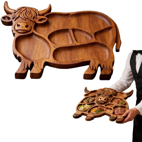 Highland Cow Charcuterie Board,Handcrafted From Solid Wood,Wooden Charcuterie Board Cow,Highland Cow Wooden Charcutenie Board,Highland Cow Wooden Food Tray Board