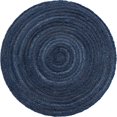 thumbnail image 2 of Unique Loom 3153097 3 Pi 3 Po x 3 Pi 3 Po Tapis Rond en Jute Tressé Dhaka&44; Bleu Marine, 2 of 5