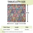 thumbnail image 2 of Blue Ethnic Triangle Pattern Square Fitted Tablecloth with Elastic Edge,Square Table Cover,Washable Elastic Table Cover for Home Kitchen Party Decor 34"x34", 2 of 6