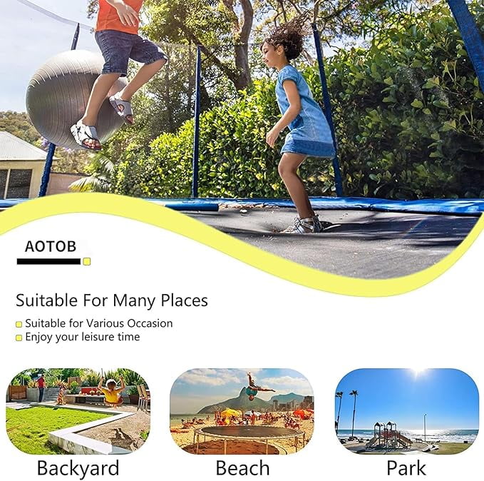 AOTOB 12FT Trampoline for Kids/Adults, Backyard 1400 LBS Trampoline with Safety Enclosure Net/Ladder,Yellow and Green