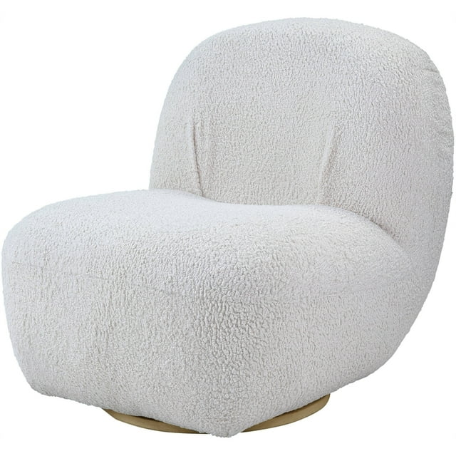 ACME Yedaid Chaise d'Appoint avec Pivotante en Sherpa Teddy Blanc