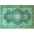 thumbnail image 1 of Ahgly Company Machine Washable Indoor Rectangle Medallion Turquoise Blue Traditional Area Rugs, 4' x 6', 1 of 4