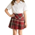 thumbnail image 3 of SHenli School Uniform for Girls 7-8T Pleated Skirt with Shorts Kids Elastic High Waist Tennis Skorts for Running Sports (Wine), 3 of 6