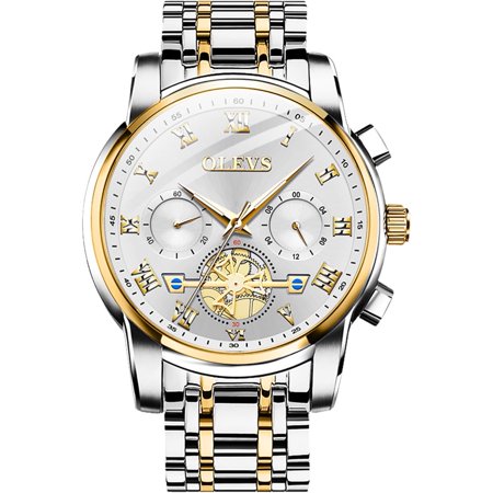 Valentine's Day Gift Mens Quartz Stainless Waterproof Chronograph Luminous Big Face Wrist Watch White Fathers Day Gift Boy Friend Husband Gift