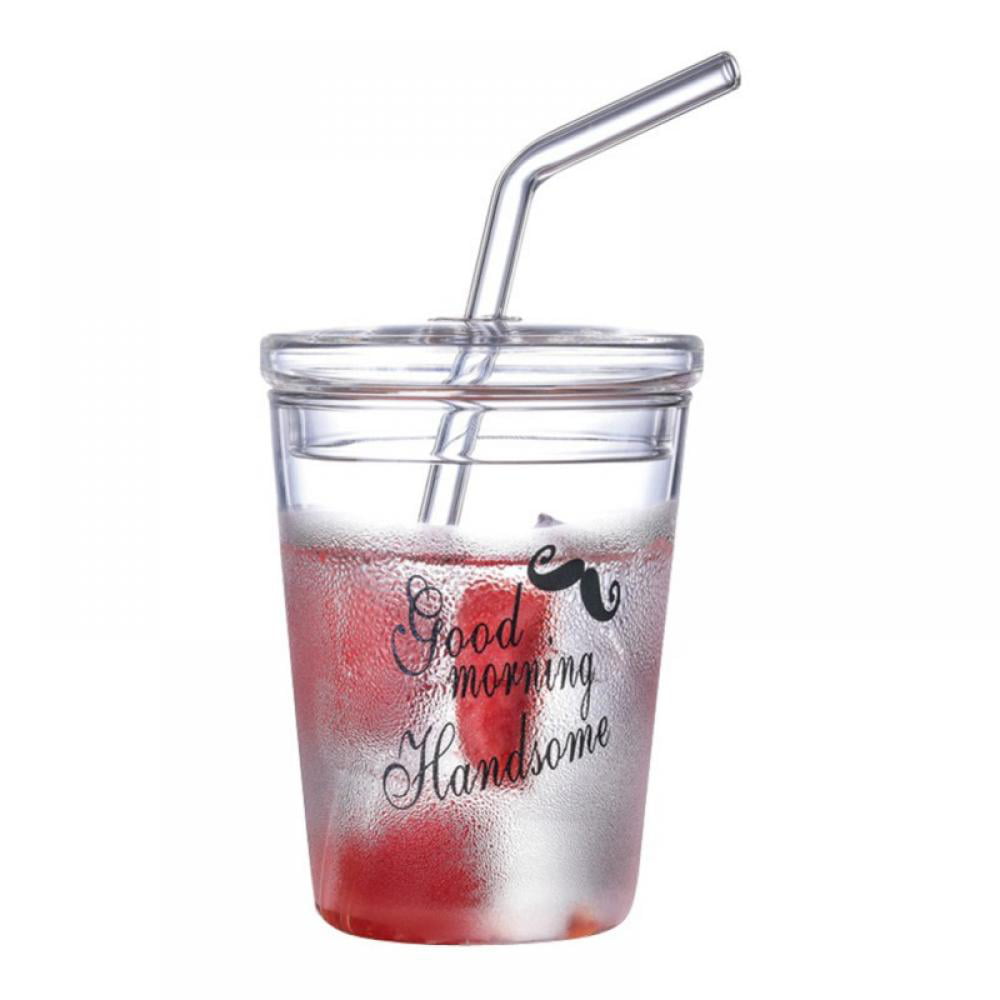 Drinking Water Glass Cup Strawberry Pattern,Coffee Water Glass Cup High Borosilicate Glass 