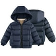 thumbnail image 3 of Esaierr Kids Boys Girls Solid Color Cotton Coats for Toddler Winter Warm Hooded Cotton Jacket 1-5 T Puffer Lightweight Outerwear, 3 of 6