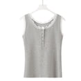 thumbnail image 4 of Uootdi Women's Ribbed Tanks Scoop Neck Sleeveless Lace Edge Button Closure Tops Cute Lightweight Fitted Tank Tops Gift, 4 of 6