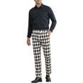 thumbnail image 2 of INSPIRE CHIC Men's Pants Diamond Plaid Flat Front Straight Leg Trousers 38 Brown Khaki, 2 of 6