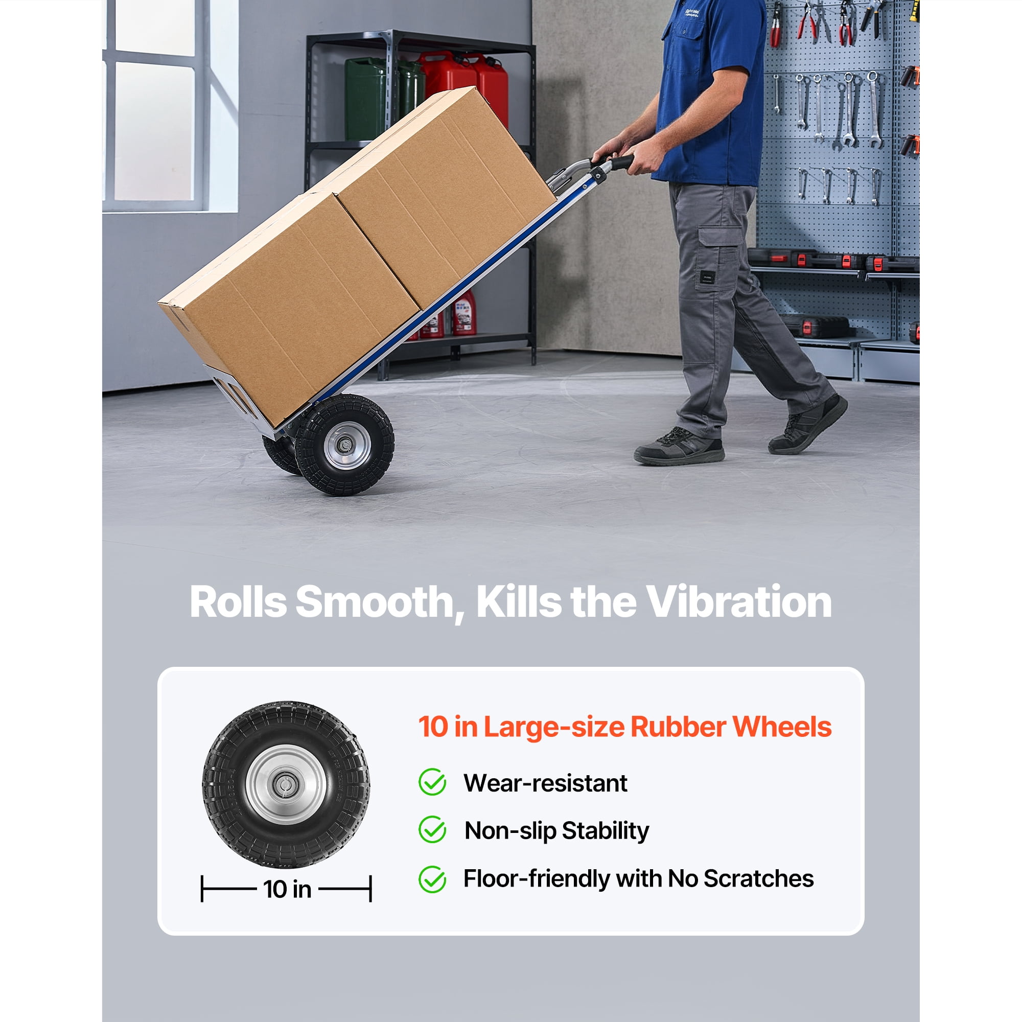 KFFKFF Heavy-Duty Hand Truck, 500 lbs Capacity, Durable Dolly with Non-Slip Wheels & Handle, Aluminum Alloy Portable Cart with Tie-Down Strap for Home, Office, and Warehouse Transport
