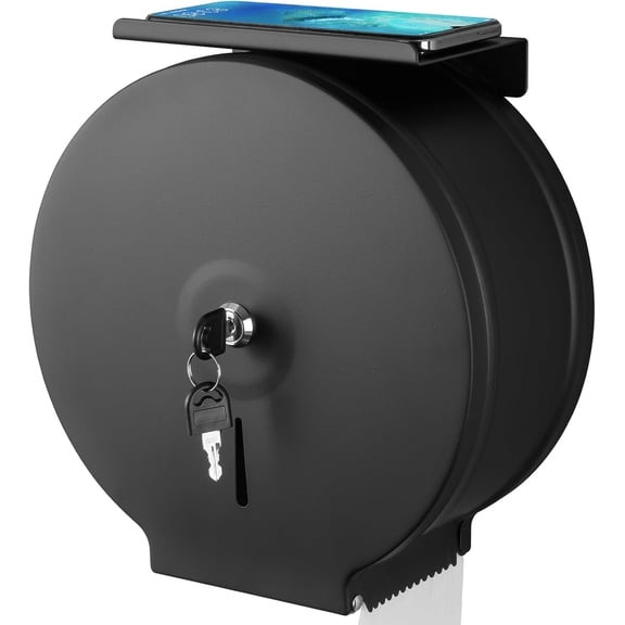 Commercial Jumbo Toilet Paper Dispenser with Shelf, Wall Mount Stainless Steel Roll Holder, Matte Toilet Tissue Dispensers