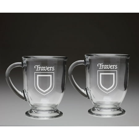 

Travers Irish Coat of Arms Glass Coffee Mugs - Set of 2