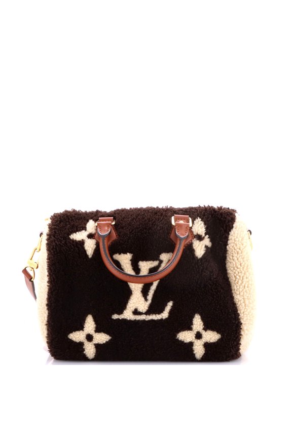Pre-Owned Speedy Bandouliere Bag Monogram Giant Teddy Fleece 25 By Rebag