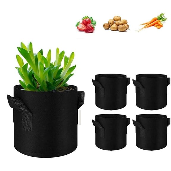 Casewin Grow Bags (5pcs) – For Tomatoes, Potatoes and Vegetables – 3 Gallons Soft-Sided Plant Pots – Reusable Potato Growing Bags，Nonwoven Grow Bags Aeration Fabric Pots with Durable Handles