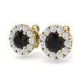 thumbnail image 3 of SuperJeweler 2 1/2 Carat Black Diamond Halo Stud Earrings in 14 Karat Yellow Gold, Martini Setting for Women, 3 of 6