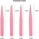 thumbnail image 2 of Juego de pinzas de precisión de color rosa de 4 piezas de acero inoxidable para eliminar cejas, vello facial, pelos encarnados, astillas y puntos negros, 2 of 7