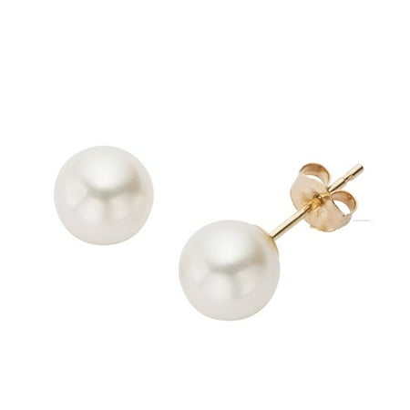 Pearlyta 14k Yellow Gold Freshwater Pearl Stud Earrings (5-5.5mm) - Fine Jewelry Gift for Women