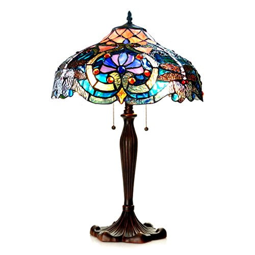 Chloe Lighting Lydia Tiffany-Style 2-Light Victorian Table Lamp with 17 ...