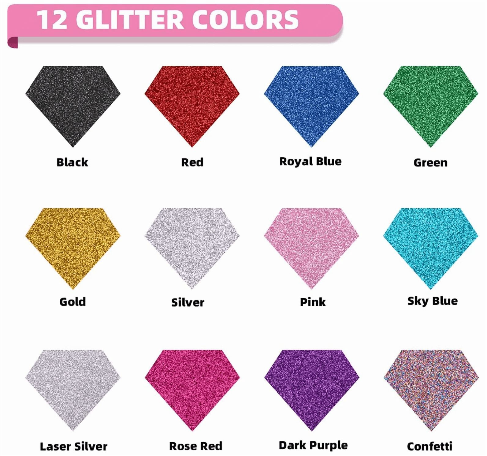 HTVRONT 9 Rolls 10"x5FT Glitter Heat Transfer Vinyl + 3 Rolls 12"x5FT Plain HTV Vinyl Iron on T-shirt