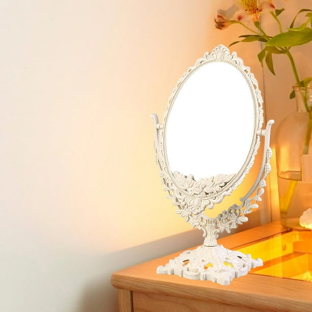 Espejo de maquillaje de mesa, espejo de tocador de escritorio, espejo de tocador ovalado de escritorio para tocador, dormitorio, oficina, dormitorio Yinane Espejo de maquillaje de mesa