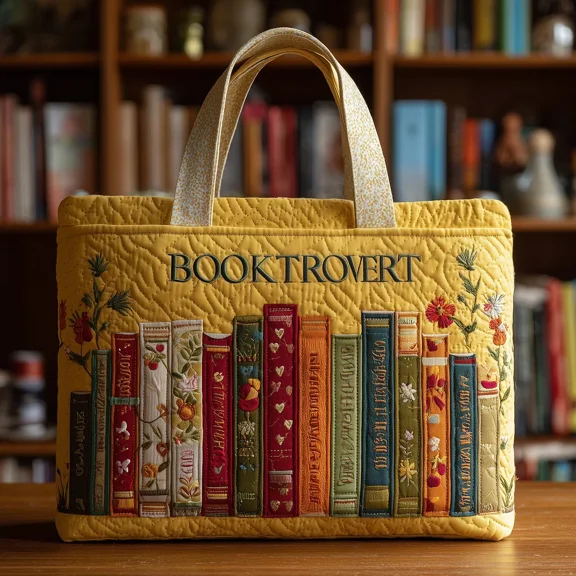 Booktrovert Quilted Tote Bag