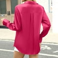 thumbnail image 4 of Satin Blouses for Women Silk Button Down Shirts Long Sleeve Business Casual Tops Hot Pink L, 4 of 4