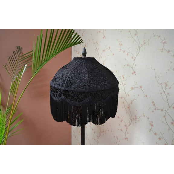 BespokeByNikita Scallop Dome Black Velvet Lampshade