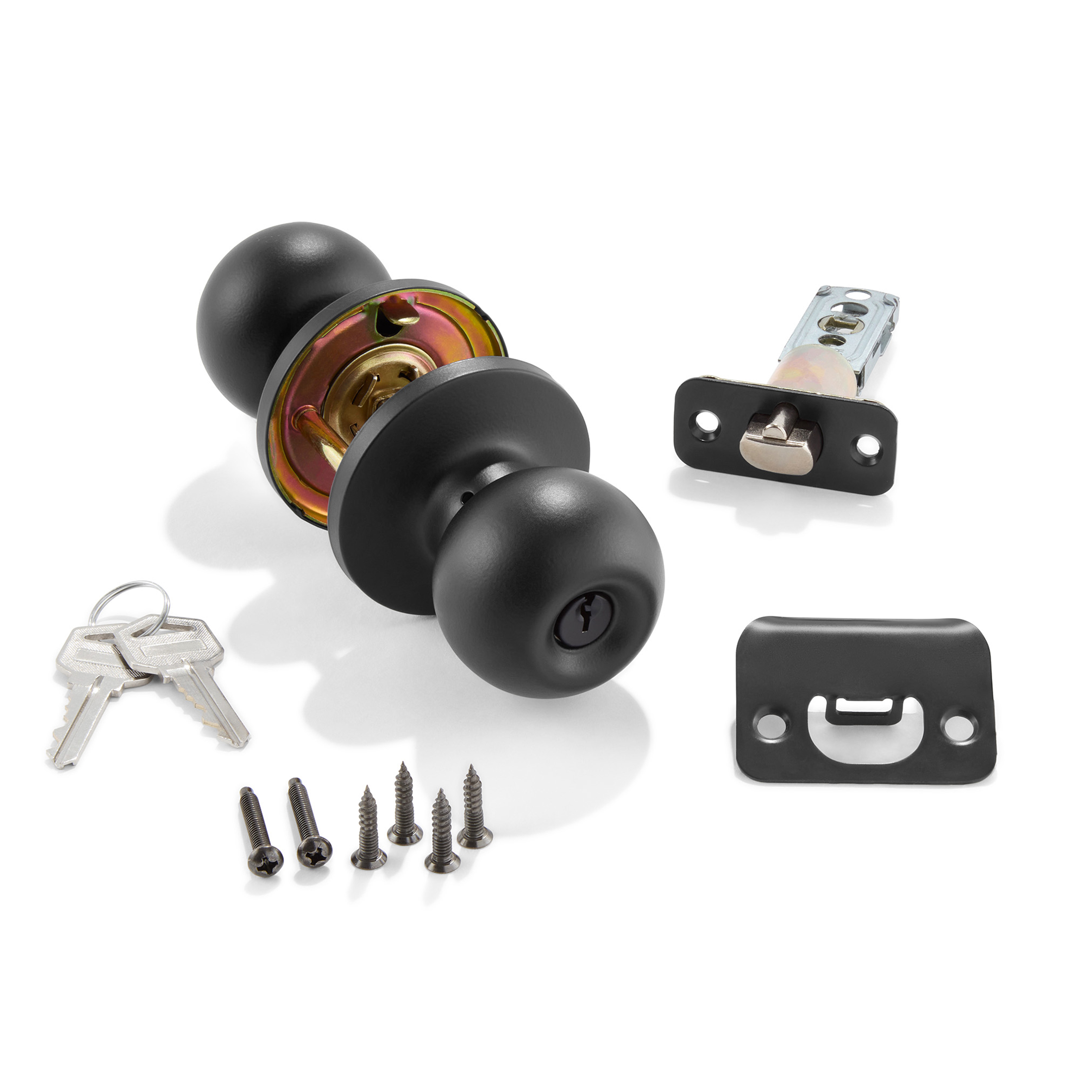 Hyper Tough Keyed Entry Ball Doorknob, Matte Black photo 2
