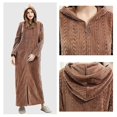 thumbnail image 3 of Ladies Hooded Dressing Gown Bath Robe Warm Soft Womens Fleece Zip Up Long Robes, 3 of 3