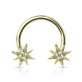 thumbnail image 2 of Pair of Crystal Paved Starburst Ends 316L Surgical Steel Circular Barbell/Horses, 2 of 6