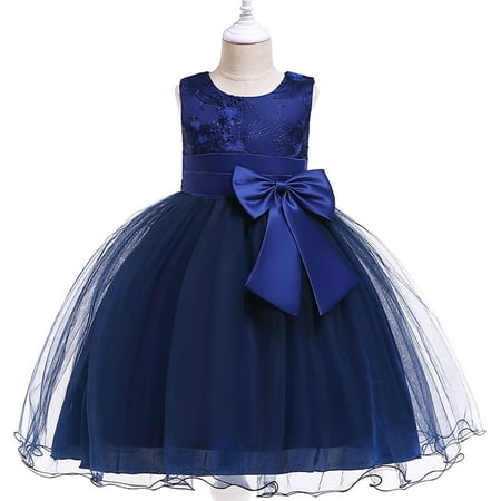 

Tejiojio Girls and Toddlers Soft Cotton Clearance Toddler Girls Net Yarn Embroidery Bowknot Birthday Party Gown Kids Cute Dresses