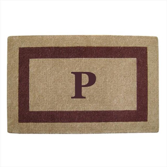 Nedia Home 02083P Paillasson en Fibre de Coco Robuste - Cadre Marron 30 x 48 Po - Monogramme P