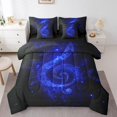 thumbnail image 1 of Musical Note Comforter Set Twin,Fashion Romantic Glitter Music Theme Bedding Set,Starry Blue Sequins Print (Not Real) Bed Set 7 Pieces(Comforter+Fitted+Flat Sheet+Pillowcase+Pillow Cover), 1 of 5