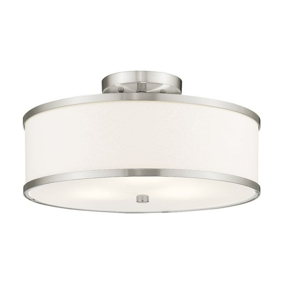 Livex Lighting Park Ridge 15" 3-Light Metal Ceiling Mount in Brushed Nickel