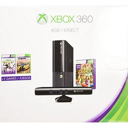 Restored Xbox 360 4GB Kinect Holiday Bundle With 3 Games Forza Horizons Kinect Sports And Kinect Adventures (Refurbished)