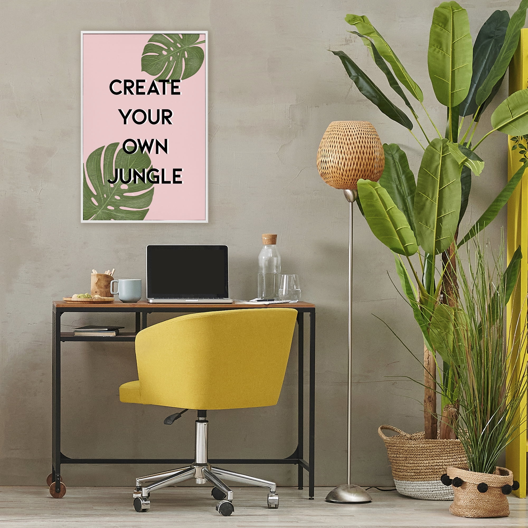 Stupell Industries Create Your Own Jungle White Framed Giclee Art, design by Martina Pavlova