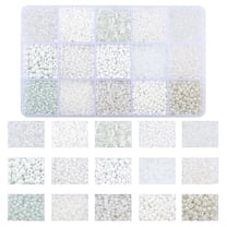 Glass Bead Jewelry Making Kit Small Colorful Beads Set for DIY Bracelets, Necklaces & Crafts White Glass Seed Beads with Storage Box for Kids & Adults