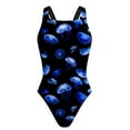thumbnail image 3 of ZQGJB Women Athletic One Piece Swimsuit Cute Summer Printed Racerback Sport Lap Swimming Suits Swimwear Training Slimming Bathing Suit(Blue#02,L), 3 of 6