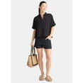 thumbnail image 2 of Time and Tru Women's Cotton Double Cloth Cropped Shirt, Size XS-XXXL, 2 of 5