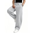thumbnail image 4 of Men's Baggy Sweatpants Wide Leg Lounge Cotton Jogging Pants Elastic Waist Joggers with Pockets L, 4 of 7