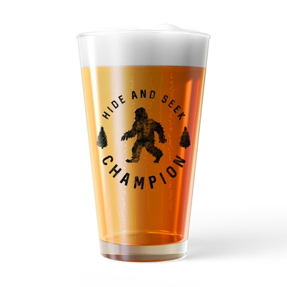 Hide And Seek Champion Pint Glass Funny Bigfoot Sasquatch Joke Novelty Cup-16 oz