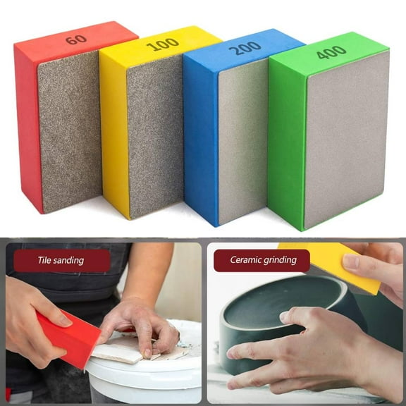 4Pcs Diamond Hand Polishing Pads for Sanding Ceramics Glass Tile Concrete Stone