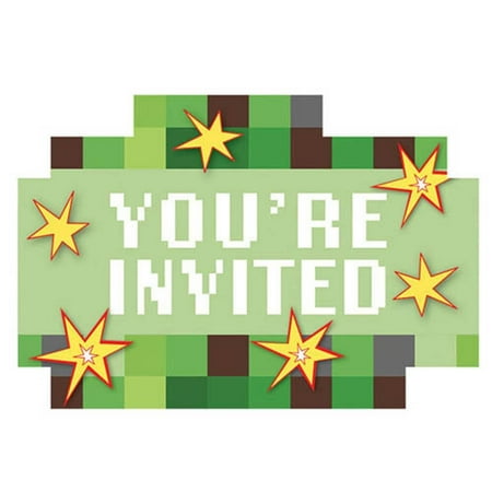 minecraft invitations w envelopes 8ct by tnt party walmart com