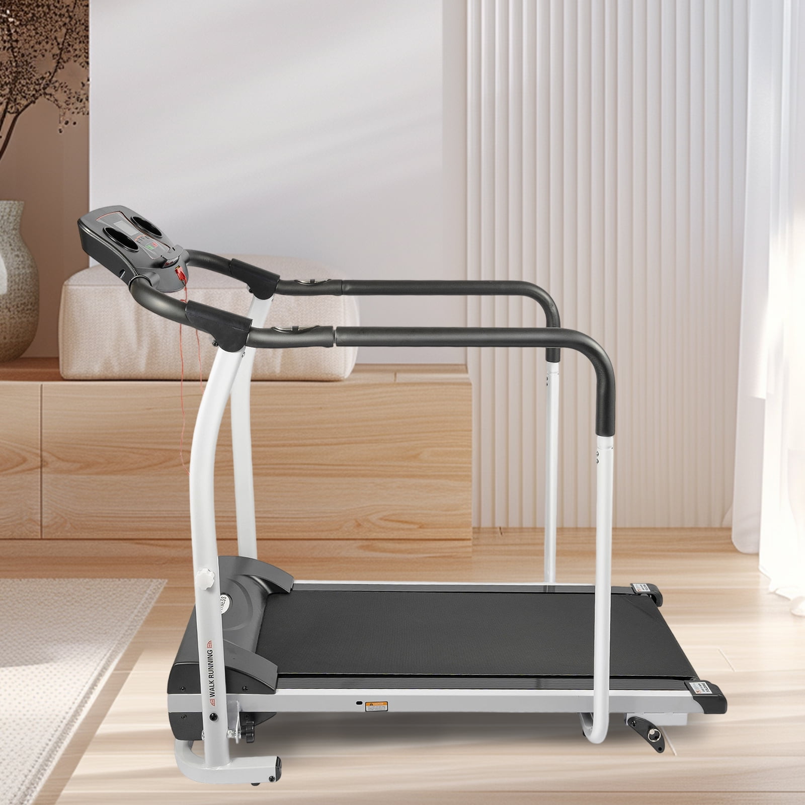 Walking Treadmill for Senior with Long Handrail Foldable Treadmills Holder for Flat & Cup Recovery Fitness Exercise Machine