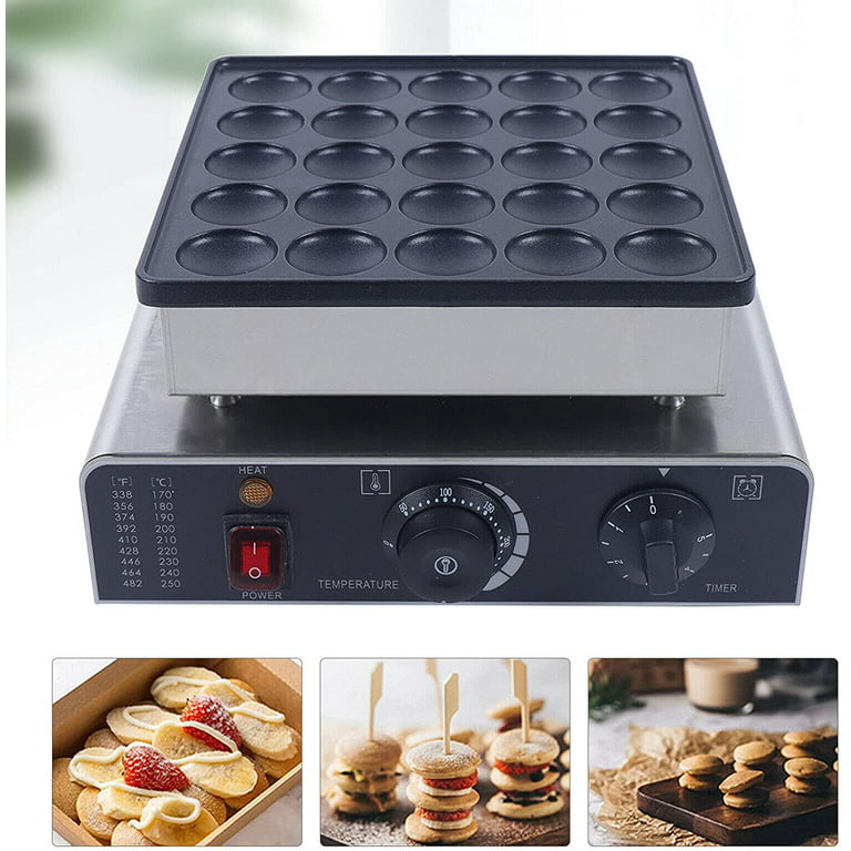VEVORbrand 110V Mini Dutch Pancake Baker 50 Pieces 1700W Commercial  Electric Nonstick Waffle Maker Machine 1.8 Inch For Home And Restaurants