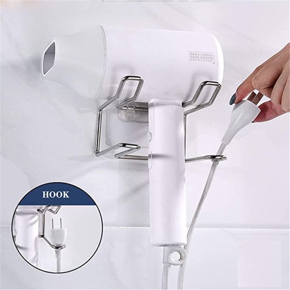 Wall-Mounted Hair Dryer Holder,Self Adhesive Wall Mount Hair Blow Dryer  Rack Organizer,Stainless Steel Bathroom Hair Dryer Rack,Hair Care Tools  Holder,No Need to Punch,By BOOBEAUTY - Walmart.com