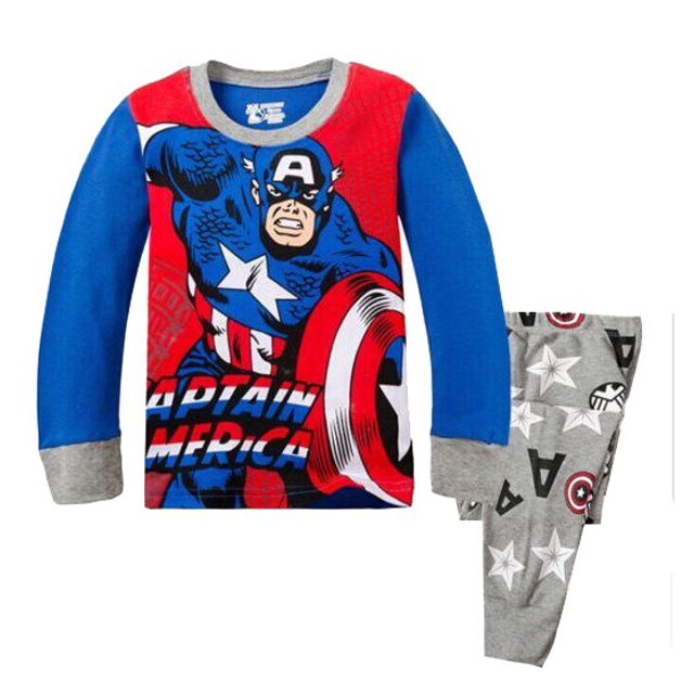 Conjunto de pijamas de manga larga para niños y niñas, ropa de dormir de dibujos animados de superhéroes, 2-7T, 2022