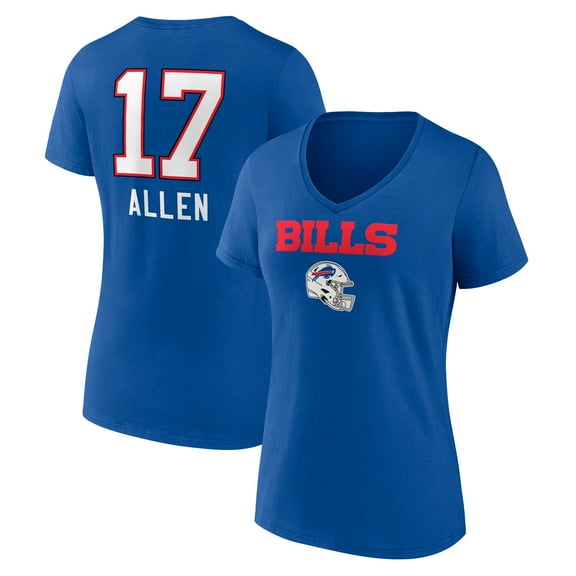 Women's Josh Allen Buffalo Bills Royal Team Wordmark Name & Number V-Neck T-Shirt