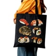 thumbnail image 5 of COMIO Reusable Grocery Bags Women's Shopping Bag Large Capacity Shoulder Bag Sushi Persian Cat Funny 14.1x15.7in, 5 of 6