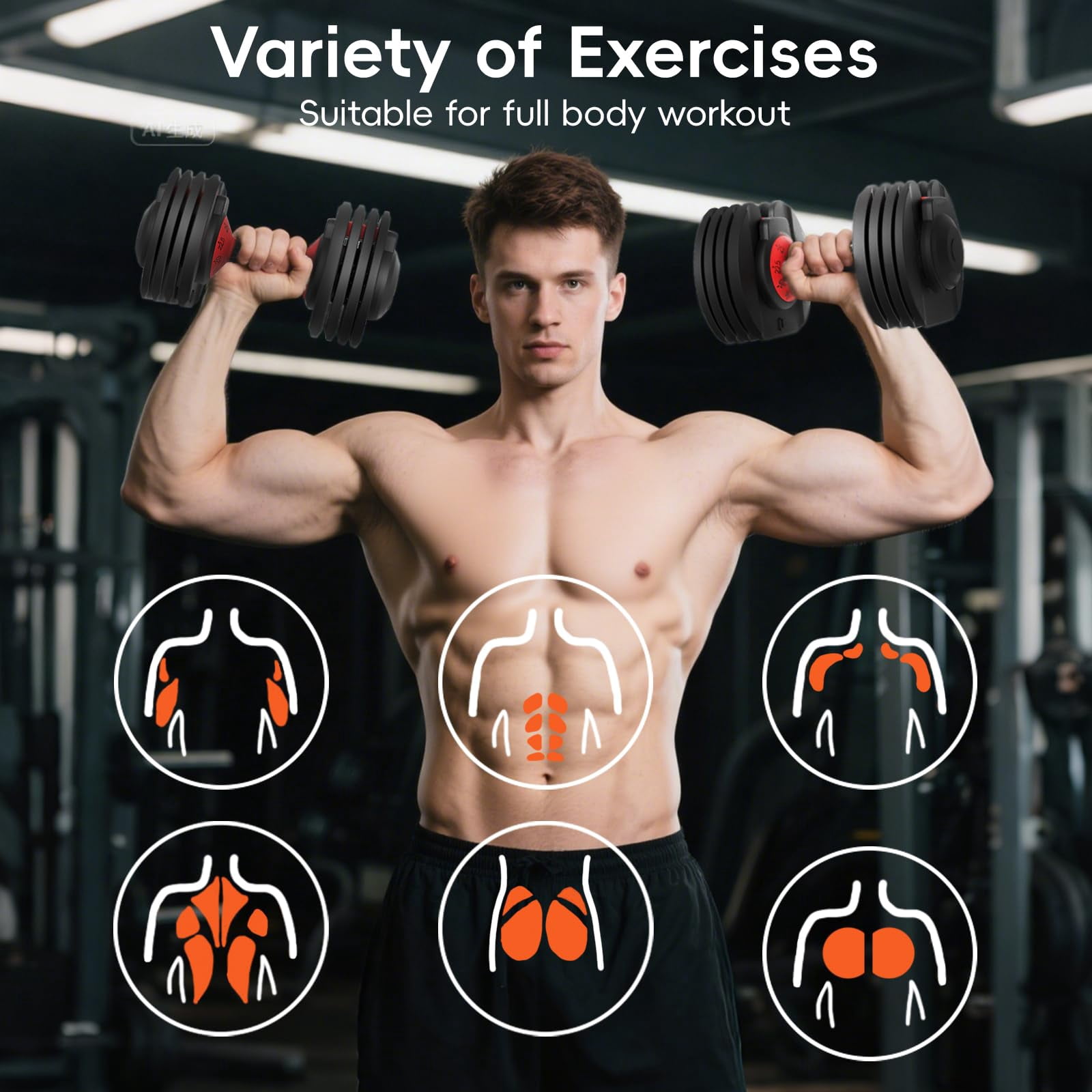 Adjustable Dumbbell Set of 2, 25 lbs Single / 52.5 lbs Pair, Upgraded Quick Adjust Weights Dumbbells with Anti-Slip Handle for Home Gym